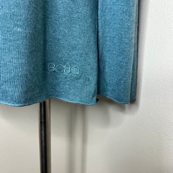 BCBGMaxAzria Sweater XL Powder Blue Plunge Neck Knit Wool Cashmere Angora New - Picture 4 of 8